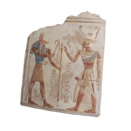 Bajo relieve egipcio Seti I con Anubis